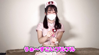 Chinese adorable damsel clad as a nurse comforts her poon strenuously.