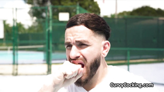 Riding black oily booty after tennis practice