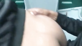 Gal gets banged in park porta potty