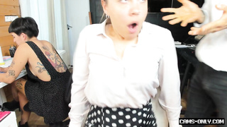 Latina cammodel fakes sickness to get fucked in office