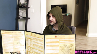 Asian teen and BFFs playing on big cock