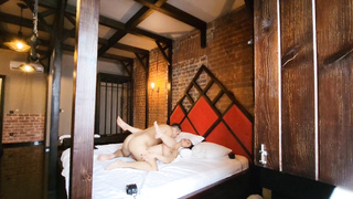 Hard Ripped teenage with slender midbody & bouncy caboose in a BONDAGE & DISCIPLINE bedroom.