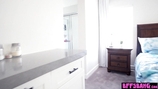 Asian teen and BFFs say thanks on cock