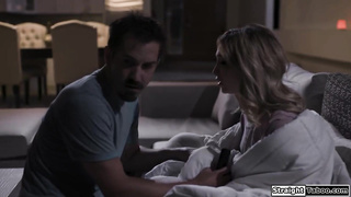 Busty realtor tricks couple into 3some