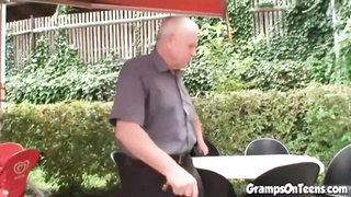 Nubile screwed by oldie in the forest