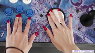 Petite Asian teen arcade pussy fucking