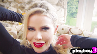 Beautiful big tits blonde shows hot body