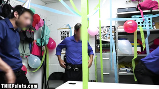 Scared teen teen group fucked by guards