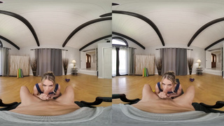 Lewd Blond Summer Vixen Working On Your Stamina VR Porno