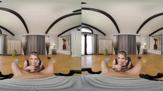Lewd Blond Summer Vixen Working On Your Stamina VR Porno