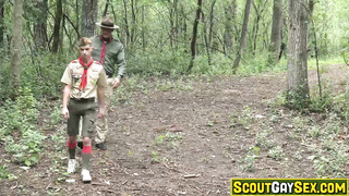 Scout Master Dillon Stone fucked hard Maxwell outdoor