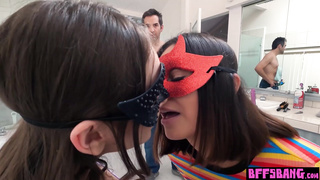 Three bisexual teen troublemakers fucked