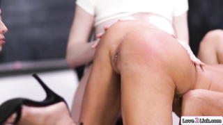 Stepmom and stepdaughters fuck principal