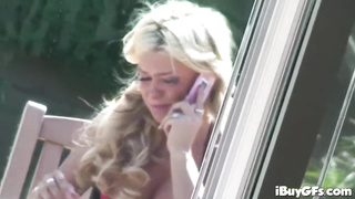 Teenage Christa Moore jerks in wide daylight