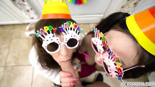 Melody and Tifa sucked Conor's cock to cheer him up