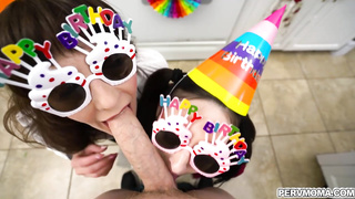 Melody and Tifa sucked Conor's cock to cheer him up