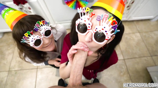 Melody and Tifa sucked Conor's cock to cheer him up