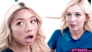 Asian teen and BFFs fucked to their dept