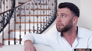 Guy watches ebony wife scissor busty gf