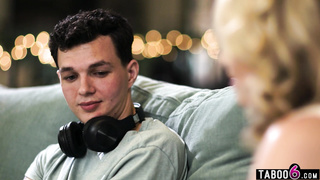 Stepmom catches stepson stroking cock