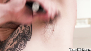 TS Ariel Demure sucking on Wolf Hudsons cock deepthroat