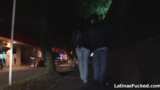 Latina looking hot fucked in pink fishnets