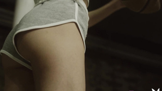 Cute blonde teen posing with the ball