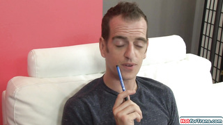 Tgirl cheerleader Kylie Maria anal rides