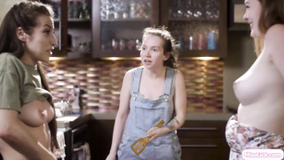 Lesbian apprentice is licked on the job