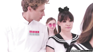 Bus driver fucks 5 students in VR orgy