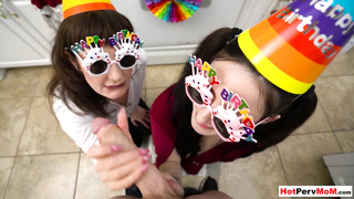 Mature mom and sis gave BJ for birthday