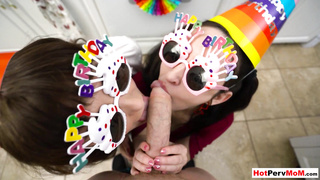 Mature mom and sis gave BJ for birthday