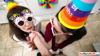 Mature mom and sis gave BJ for birthday