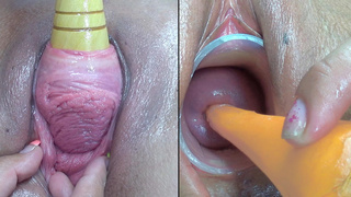 Lesbians Pee Hole Penetration and Cervix Fucking