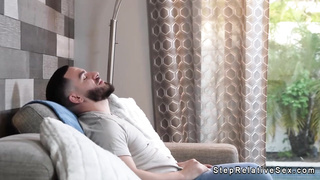 Big boner guy fucks teen stepsister at home