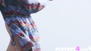 Natural European model posing outdoor