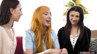 Teens are fingered under blanket by milf