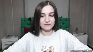 Small tits amateur fucks vibrator on webcam solo