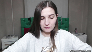 Small tits amateur fucks vibrator on webcam solo