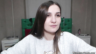 Small tits amateur fucks vibrator on webcam solo