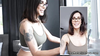 Stunning stepmom fucks with stepson in bed