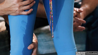 Teen babysitter pees and bosses fuck her