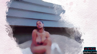 Huge boobs ebony MILF model Nyla solo