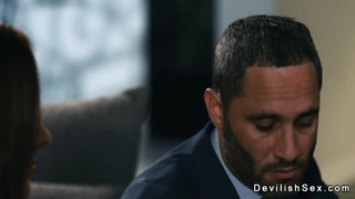 Guy fucks tanned busty brunette babe thief