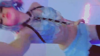 Petite Blue Haired E-girl with Cute ears and Butt Plug