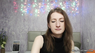 Brunette amateur babe teasing viewers on webcam