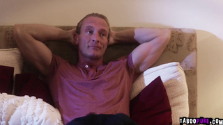 Stepdaughter in bed together with her stepdad