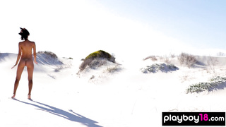 Ukrainian beauty stripping at the beach