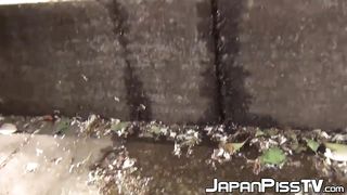Insane Asian hidden cam films honies pissing around town