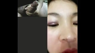 Asian COUGAR Lee romps herself on web cam with me